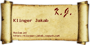 Klinger Jakab névjegykártya
